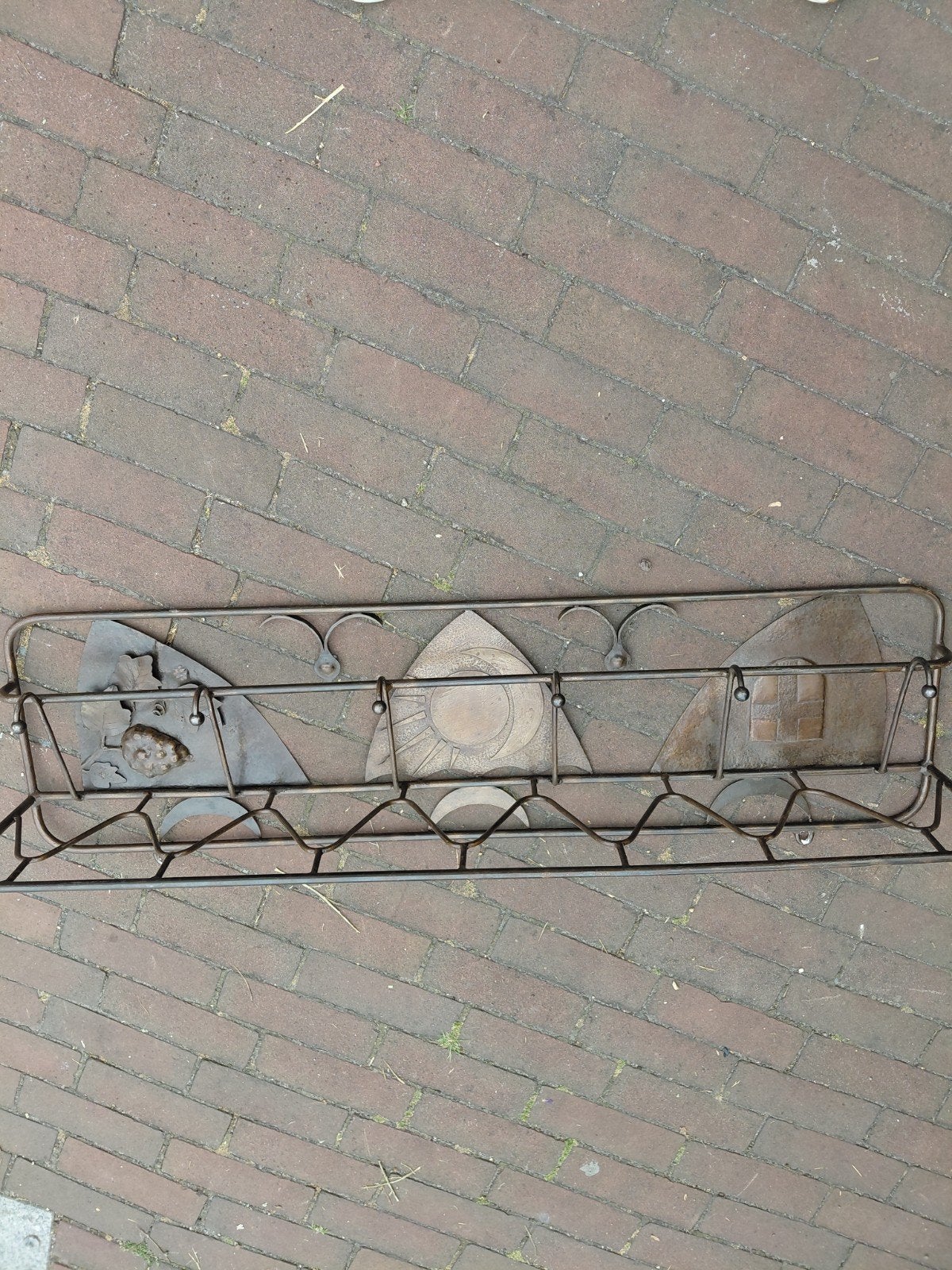 Unieke metalen wandkapstok met decoratieve elementen, Gebruikt, Minder dan 100 cm, Metaal, Ophalen