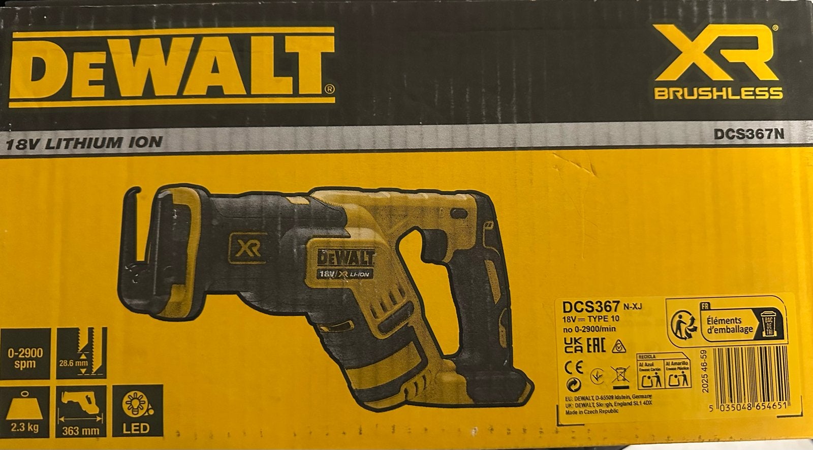 DeWalt XR Brushless Reciprozaag DCS367N 18V Li-Ion (nieuw), Doe-het-zelf en Verbouw, Ophalen of Verzenden, Nieuw, 600 watt of meer