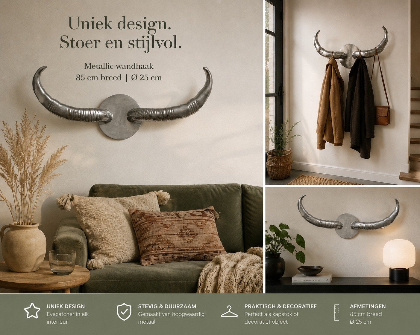 Pols Potten buffelhoorns aluminium design wanddecoratie, Ophalen of Verzenden