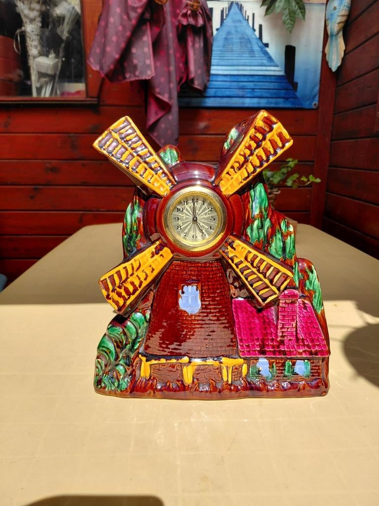 Vintage keramische molenklok - Uniek decoratiestuk, Antiek en Kunst, Antiek | Klokken, Ophalen