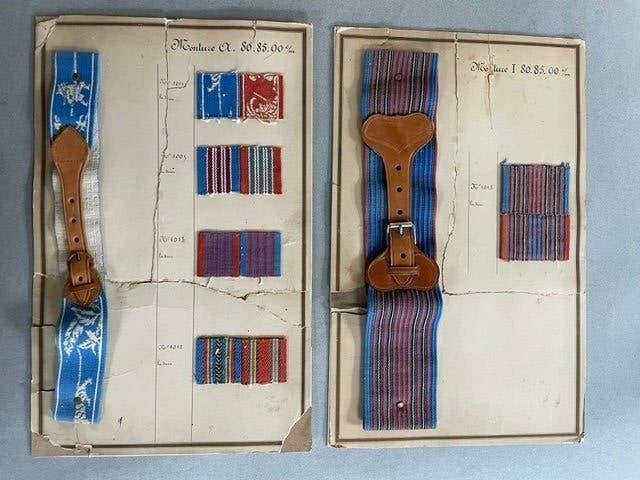 Twee antieke winkelkaarten met antieke rug riemen1900/20, Ophalen of Verzenden