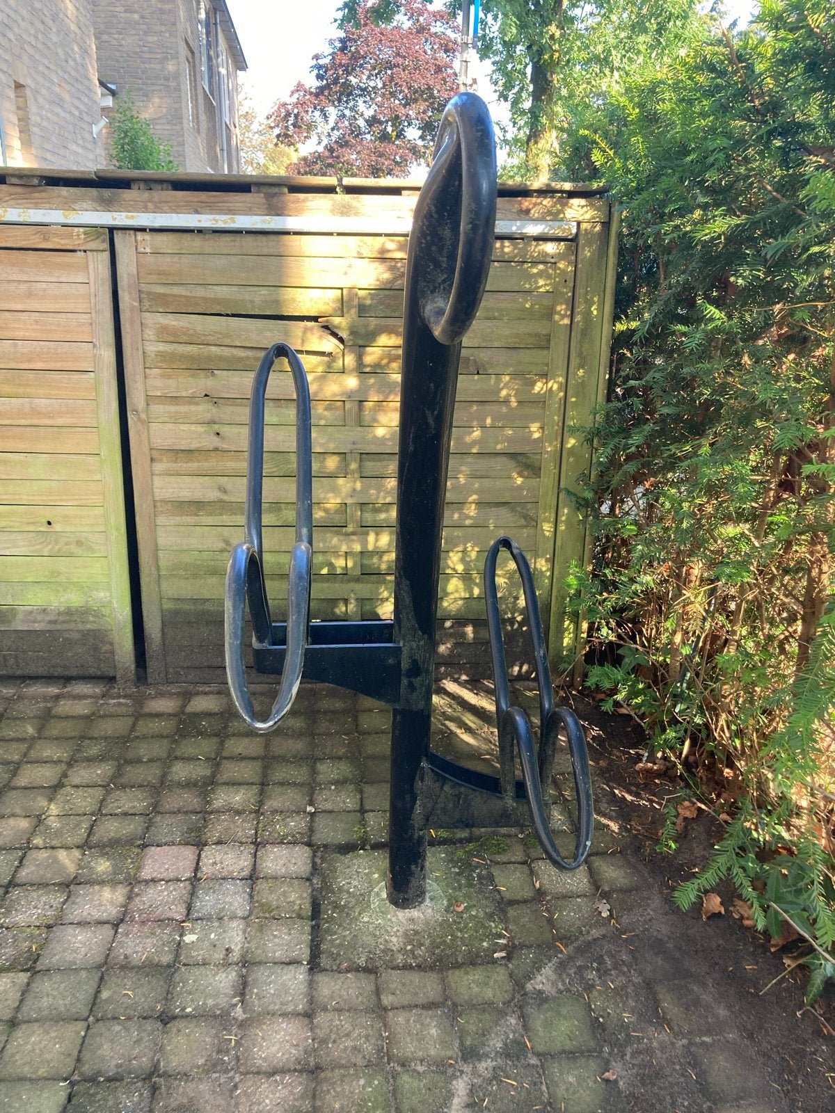 Stevig fietsenrek voor 2 fietsen - Zwart metaal, Ophalen, Gebruikt
