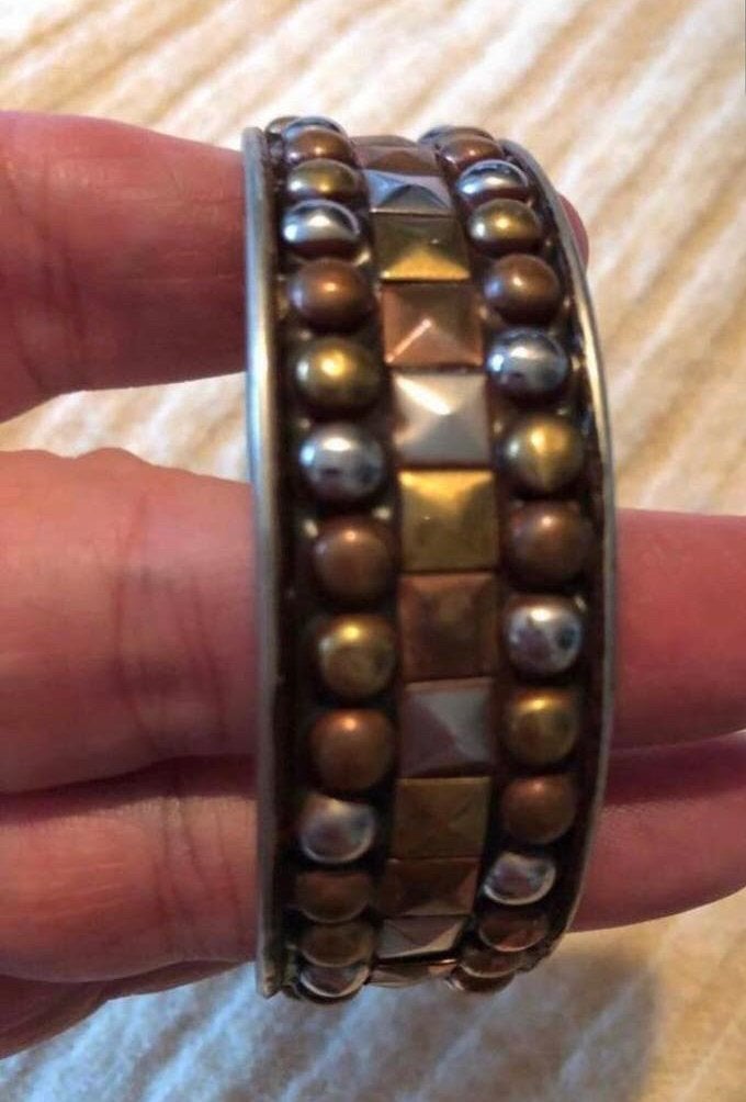 Chunky armband metaal met studs zilver goud rose, Verzenden, Nieuw, Overige kleuren, Overige materialen