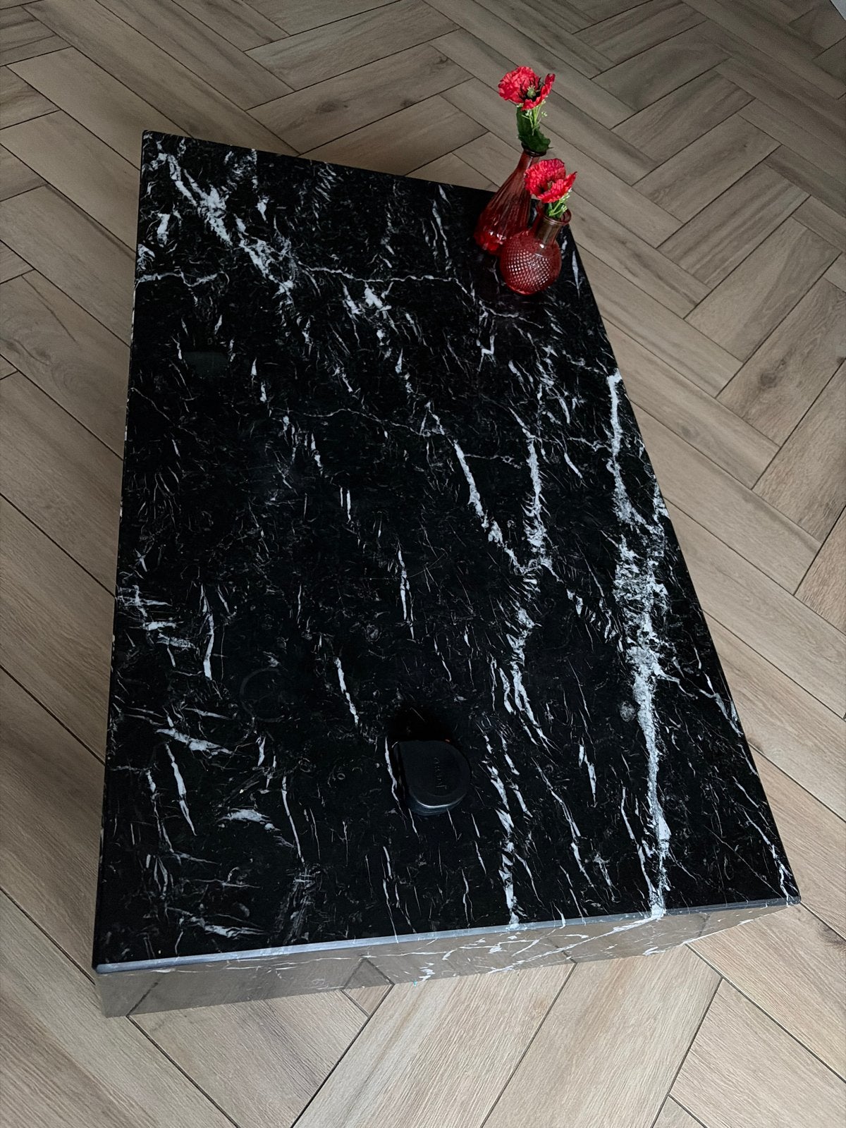 Aime Té Marmeren Blok Salontafel Nero Marquina Zwart, Ophalen, Overige materialen, Gebruikt, 100 tot 150 cm