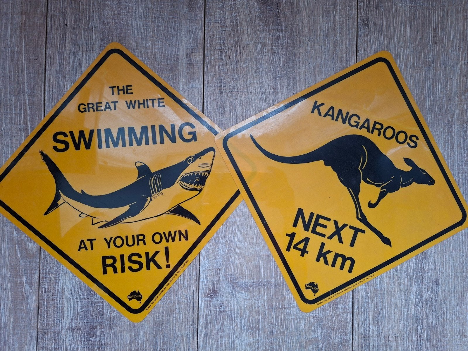 Australisch waarschuwingsbord - Kangoeroes & Haaien, Ophalen of Verzenden