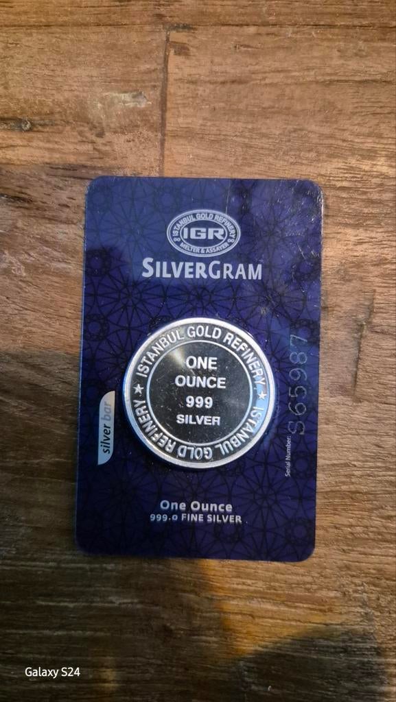 Istanbul Gold Refinery 1 Ounce Zilveren Muntbaar 999.0, Postzegels en Munten, Edelmetalen en Baren, Ophalen