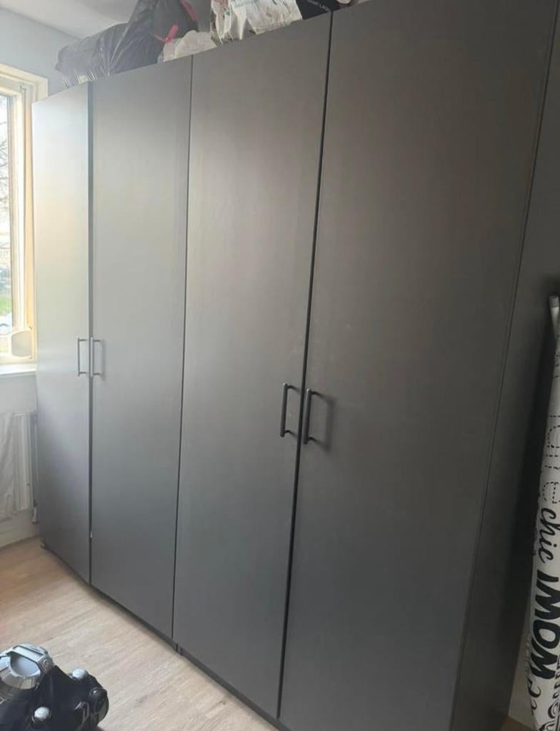 IKEA PAX grijze kledingkast 2 stuks met deuren 200cm, Gebruikt, 200 cm of meer, Overige houtsoorten, 50 tot 100 cm