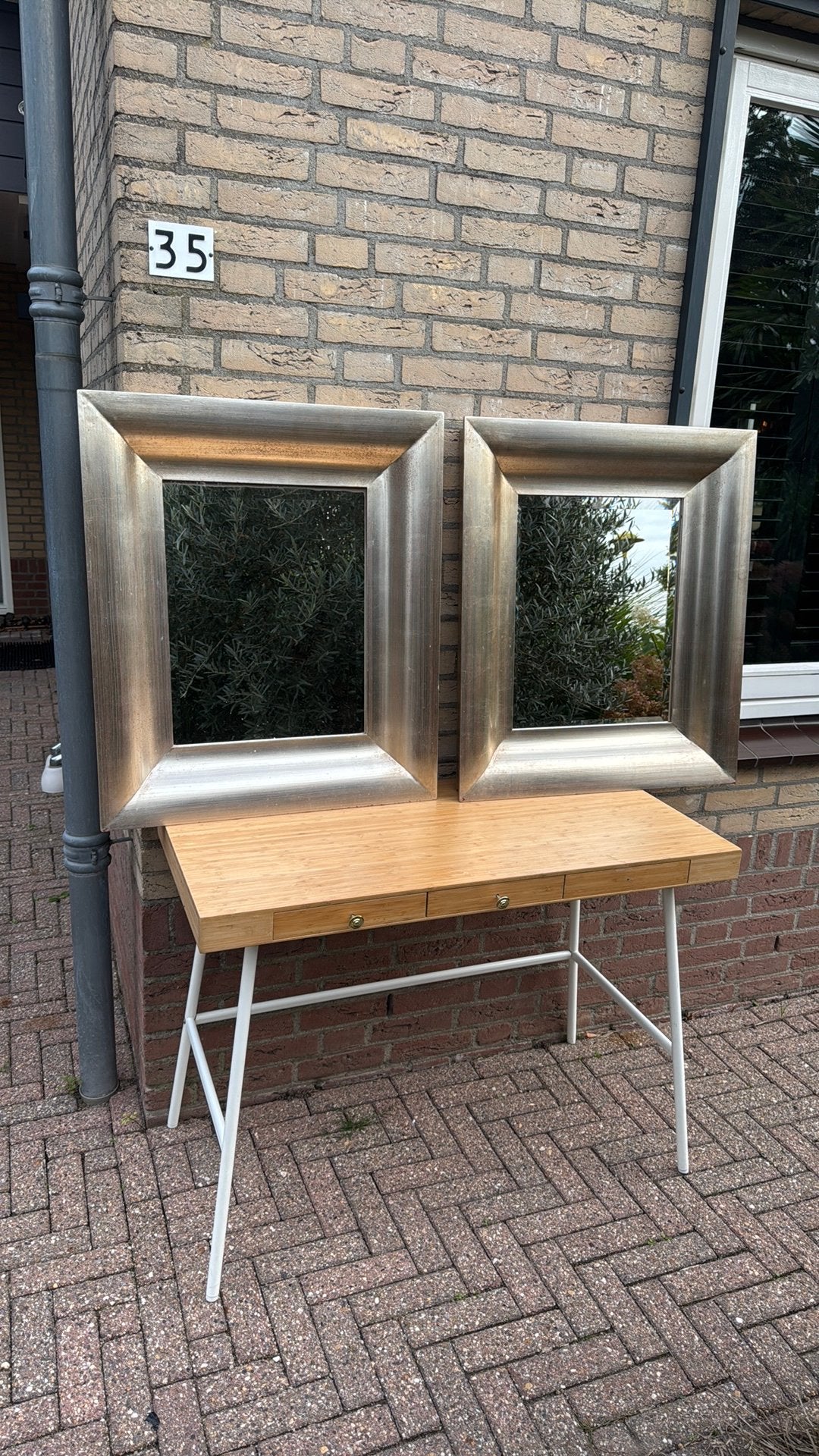 Bureau en 2 spiegels gratis op te halen., Huis en Inrichting, Ophalen, Gebruikt, 100 tot 150 cm, Klassiek