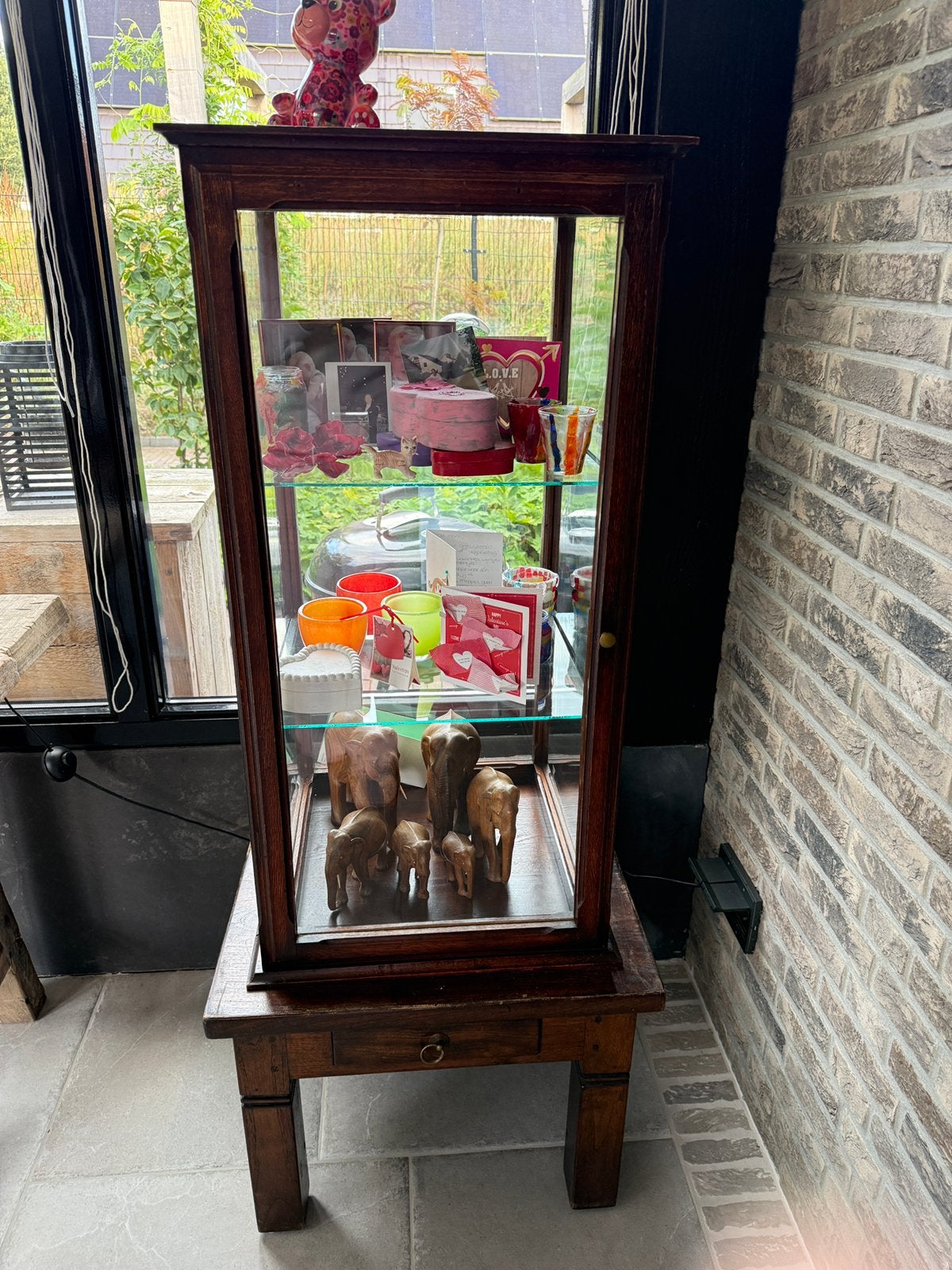 Antieke tafelvitrine, Huis en Inrichting, 100 tot 150 cm, 50 tot 100 cm, Kersenhout, 50 tot 75 cm