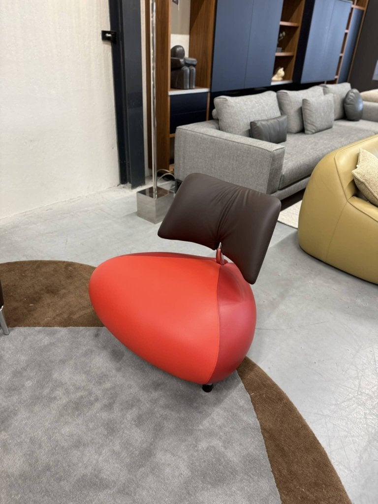 Nieuw Leolux Pallone Fauteuil rood bruin leer Design stoel, Leolux, Info@leolux.nl, Nieuw, 75 tot 100 cm