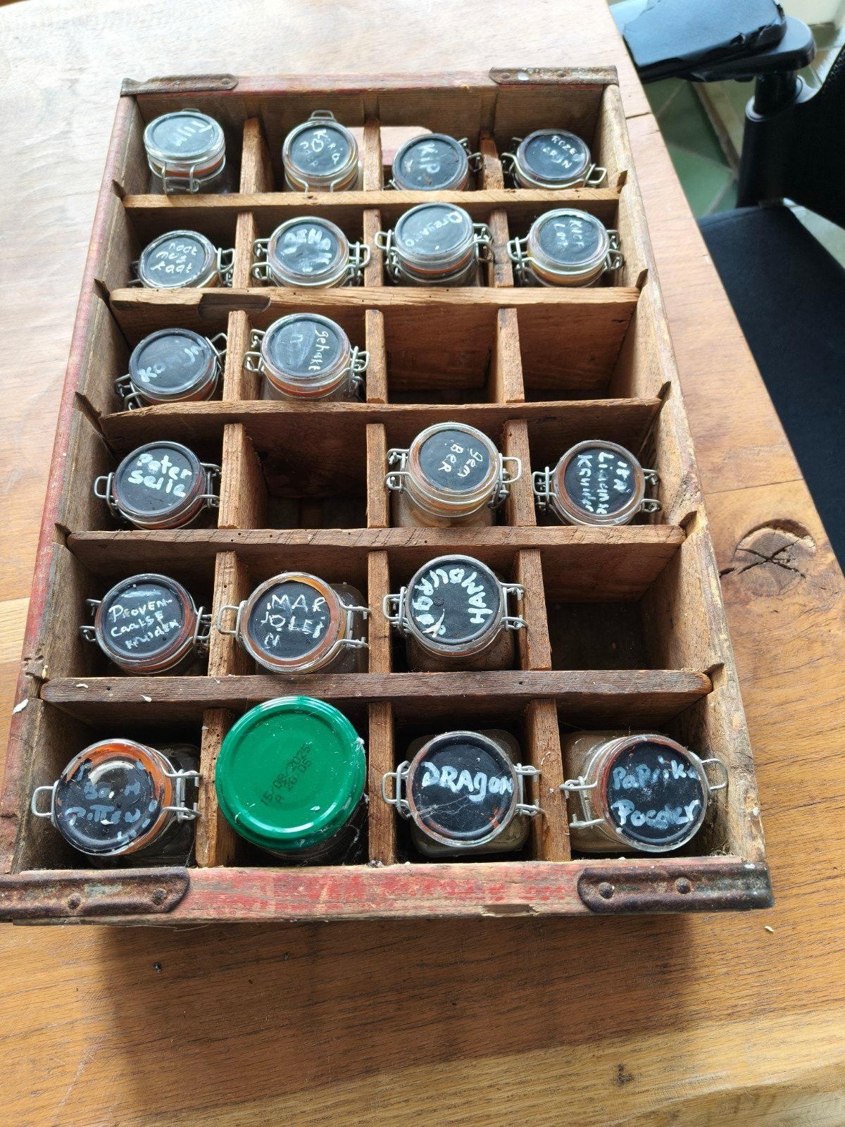 Uniek kruidenrek in vintage Coca-Cola kist met potjes, Ophalen of Verzenden