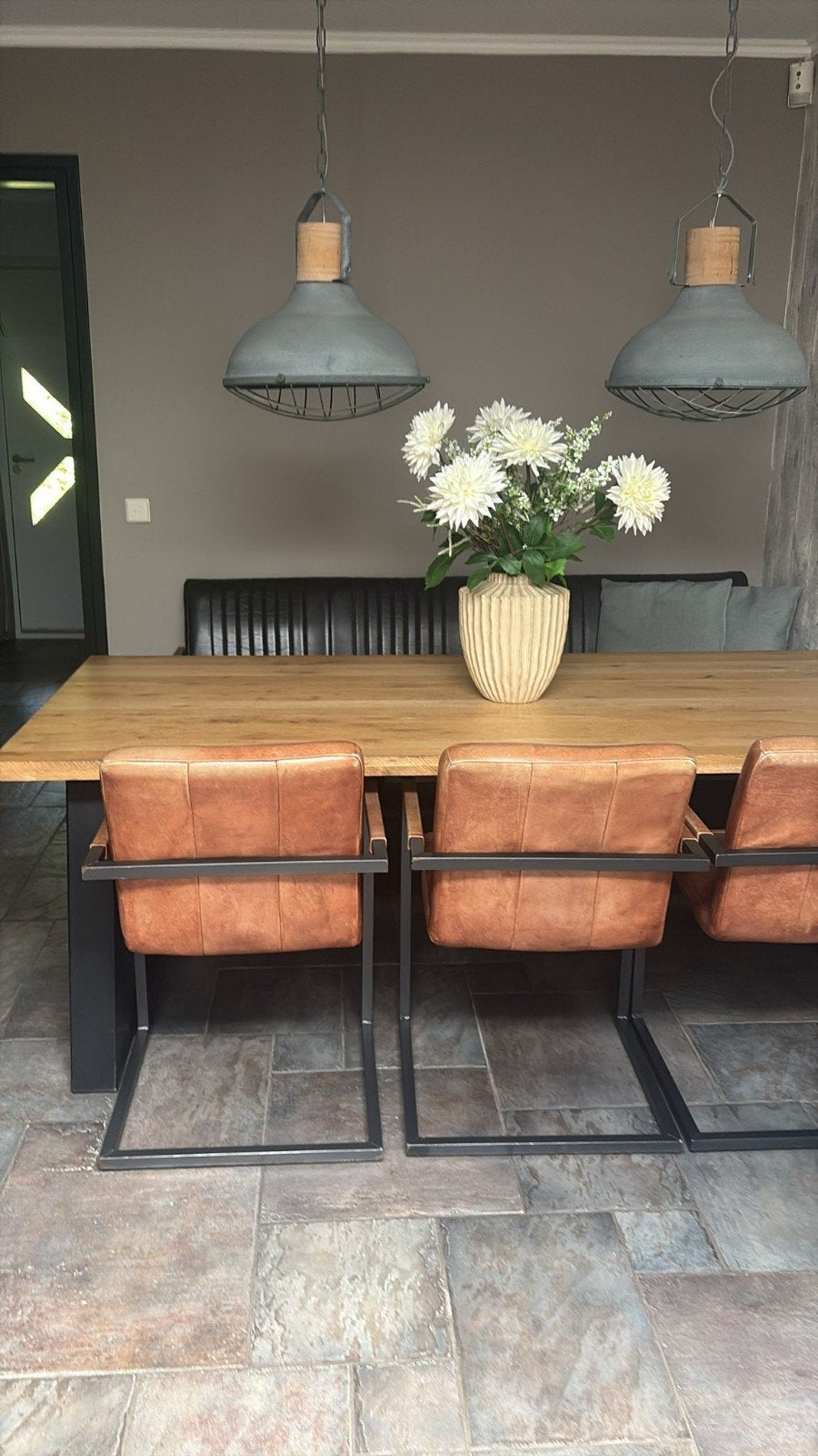 Tafel 2.20 bij 1 meter  met stoelen en een bankje, Huis en Inrichting, Ophalen, Rechthoekig, 200 cm of meer, 50 tot 100 cm