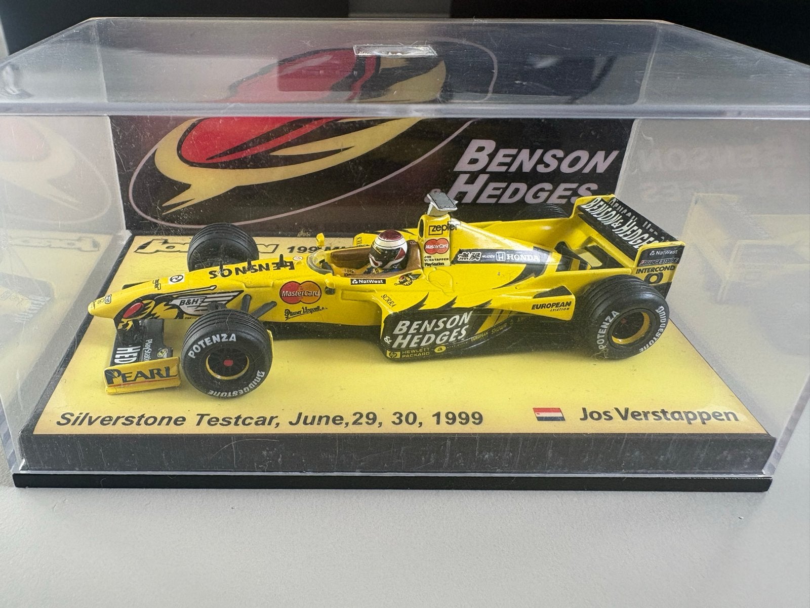 Jordan F1 1:43 Silverstone Testcar Jos Verstappen 1999, Hobby en Vrije tijd, Ophalen of Verzenden, Zo goed als nieuw, Auto, MiniChamps