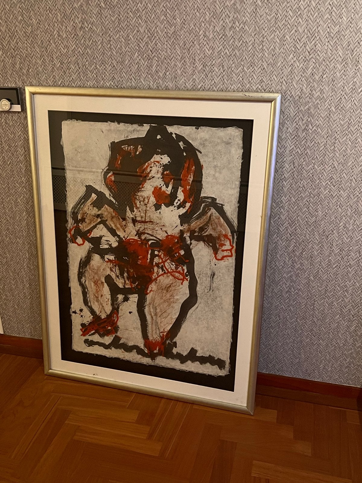 Groot Anton Heyboer schilderij “vrouw” op geschept papier, Antiek en Kunst, Kunst | Schilderijen | Klassiek, Ophalen, Portret of Personen