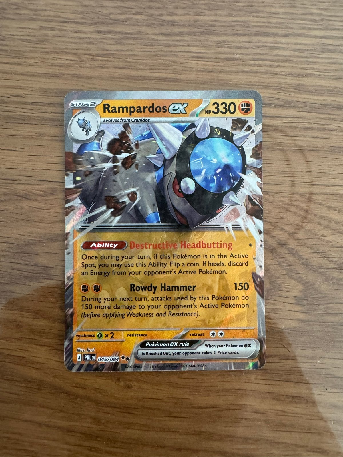 Rampardos EX Pokémon Kaart 045/084, Ophalen of Verzenden, Nieuw, Losse kaart, Foil