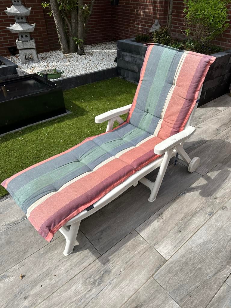 Flair kunstof ligbed incl kussen, Tuin en Terras, Ligbedden, Ophalen, Gebruikt, Kunststof, Verstelbaar
