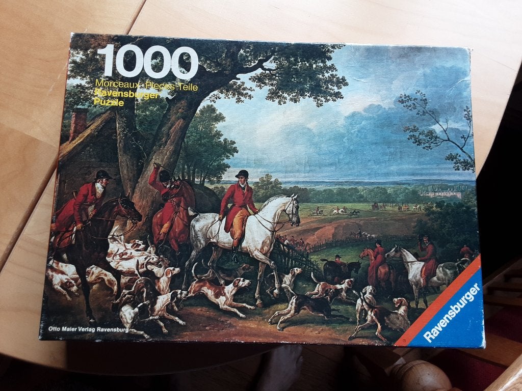 Ravensburger puzzel 1000 stukjes, Jachtscene Fontainebleau, Ophalen of Verzenden, 500 t/m 1500 stukjes, Gebruikt, Legpuzzel