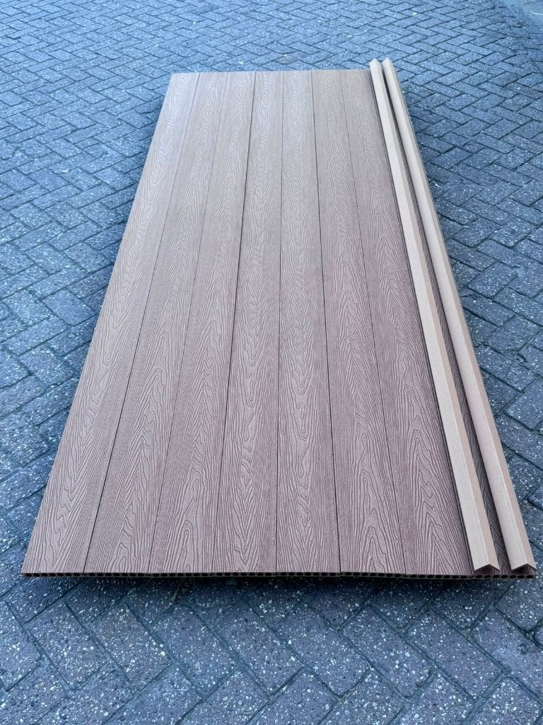 Composiet WPC vlonderplank lichtbruin teak 15 x 2.3 x 290, Ophalen of Verzenden, Nieuw, Composiet