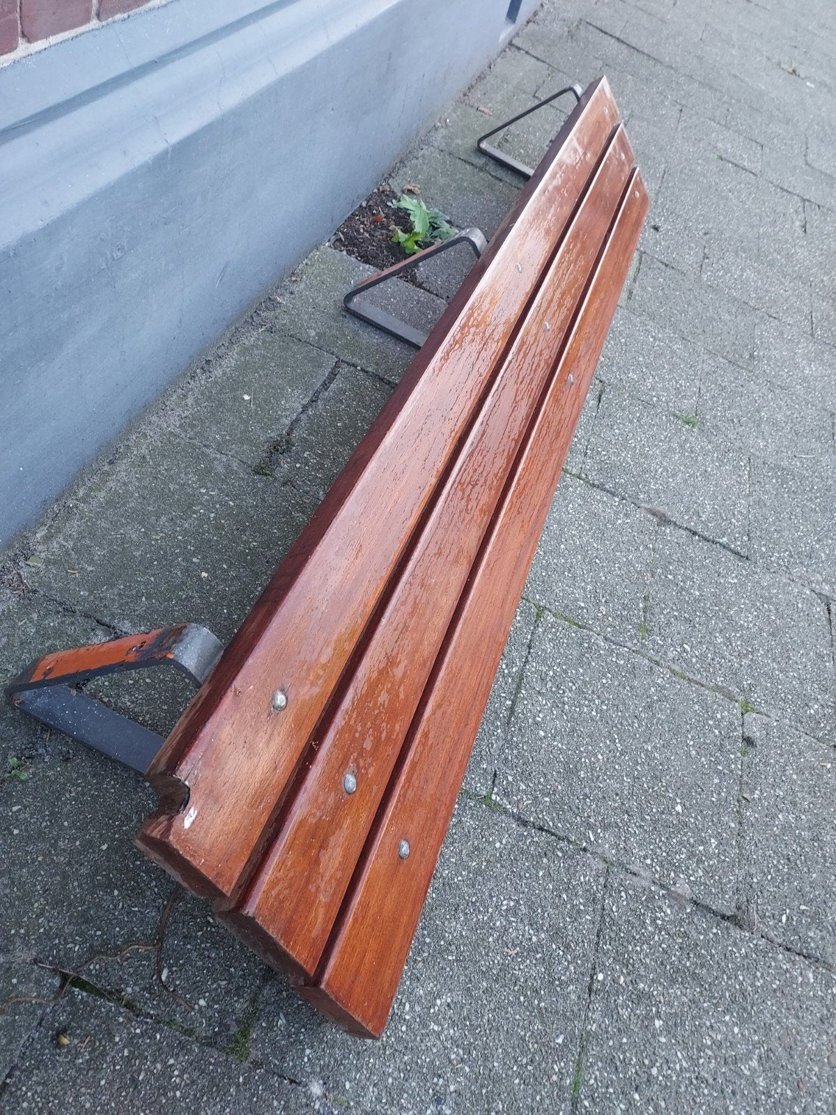 Oude gymbank van tropisch hardhout - 195x30x30 cm, Ophalen