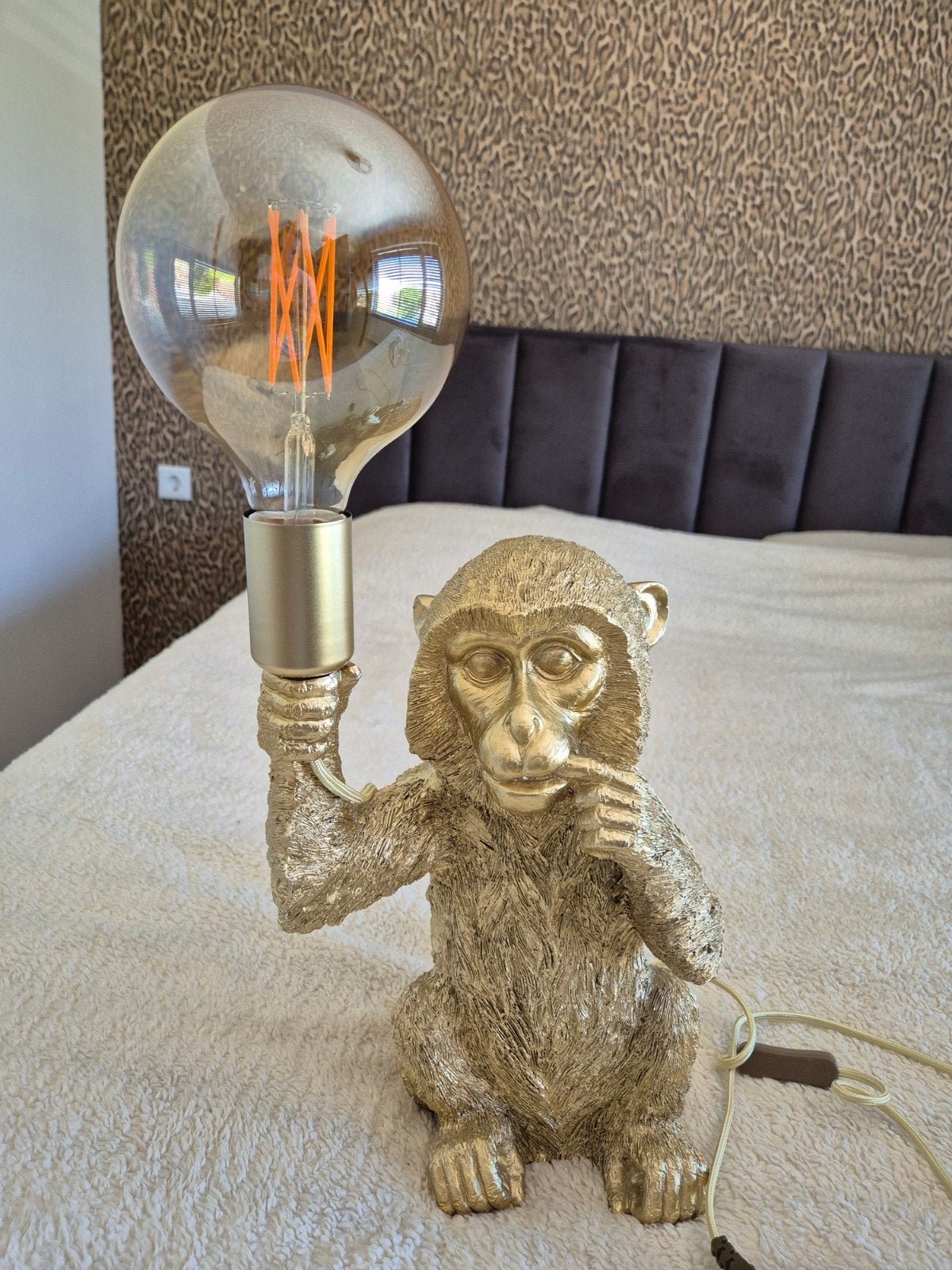 Leuke lamp aap / goud, Goud, Ophalen, 52 cm