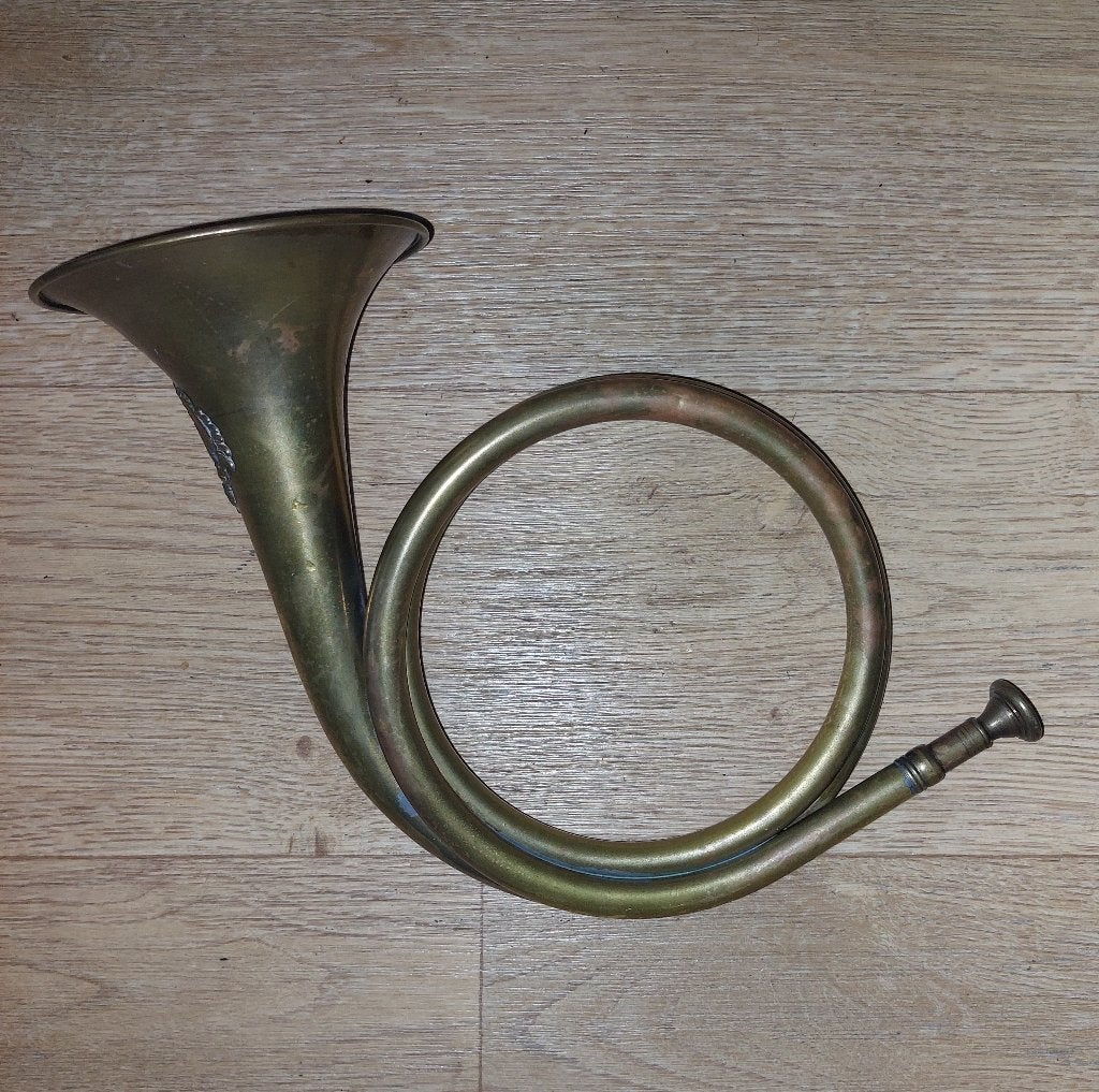 Post-/Jachthoorn met inscriptie, Muziek en Instrumenten, Ophalen of Verzenden, Gebruikt, Overige typen