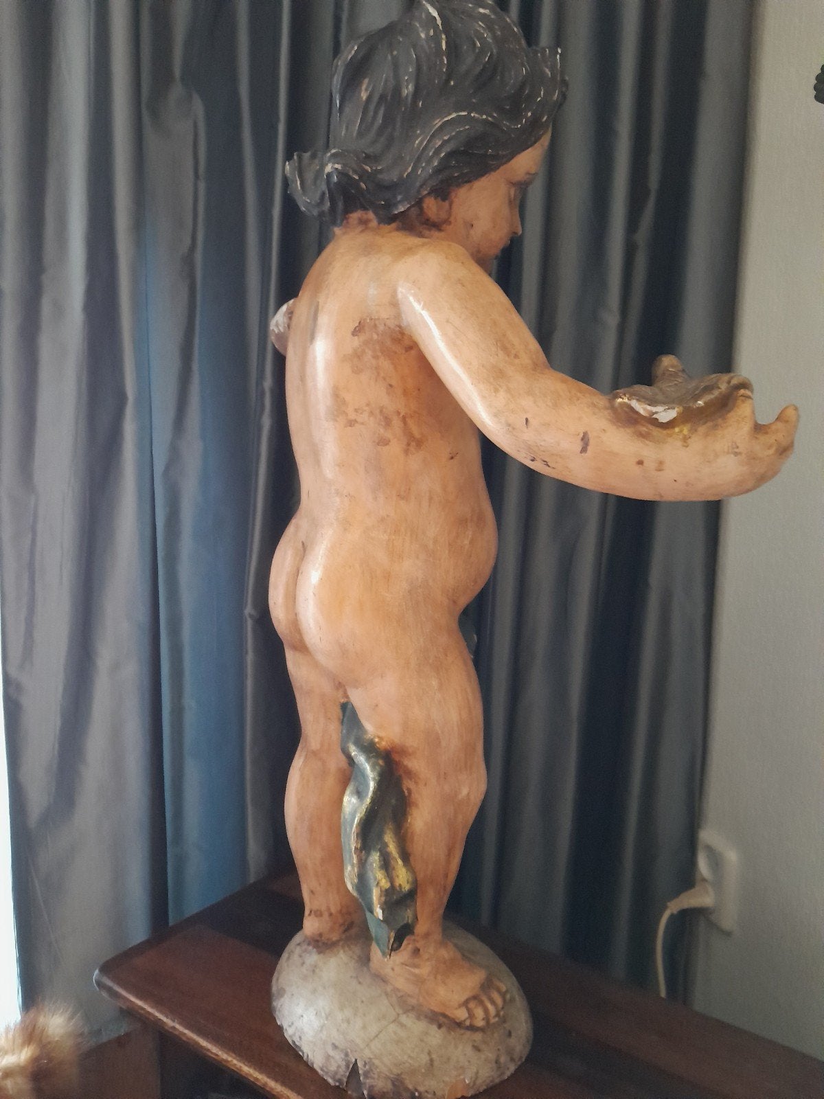 19e eeuwse putti # antieke houten engel antiek cherubs ange, Ophalen of Verzenden