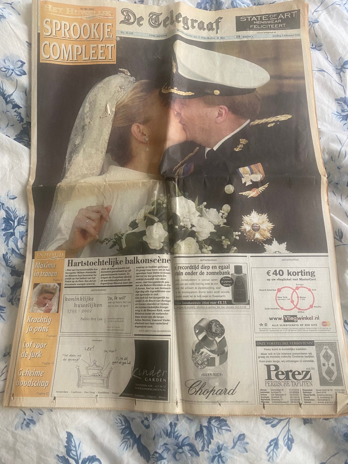 Telegraaf, Huwelijk Willem Alexander en Maxima, Ophalen of Verzenden, 1980 tot heden, Krant