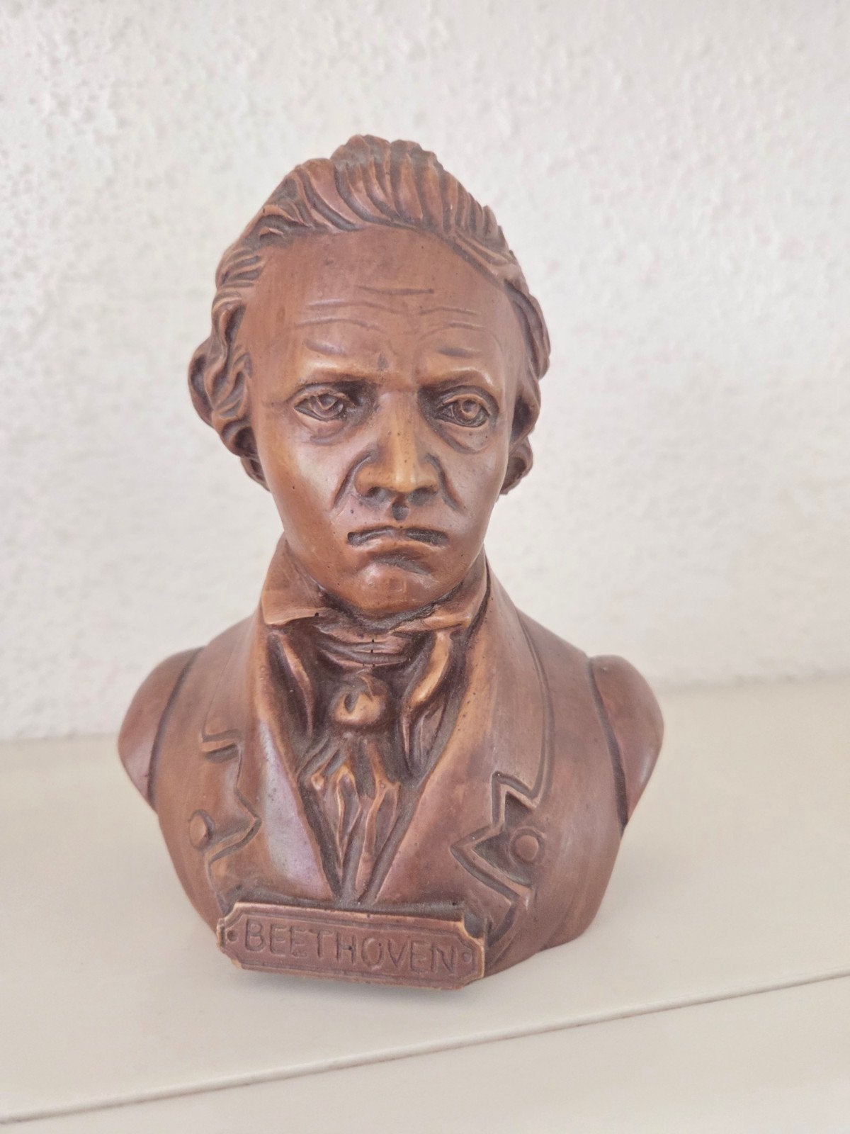Vintage Beethoven Buste - Bronskleurig, Minder dan 20 cm, Buste, Ophalen of Verzenden, Gemerkt