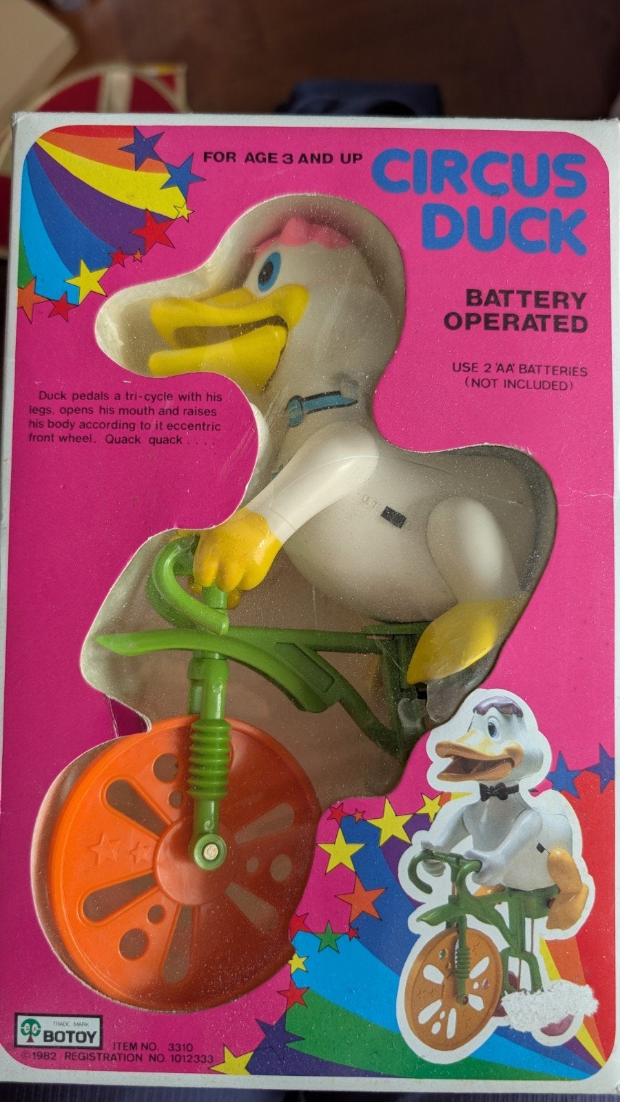 Vintage Botoy Circus Duck Fietsende Eend Speelgoed, Ophalen of Verzenden, Gebruikt