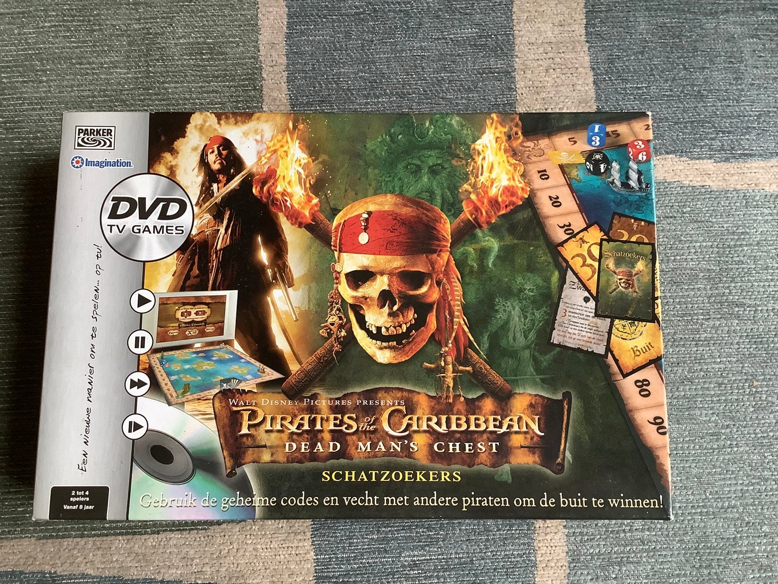 Pirates of the Caribbean bordspel,met dvd,vintage, Ophalen, Gebruikt