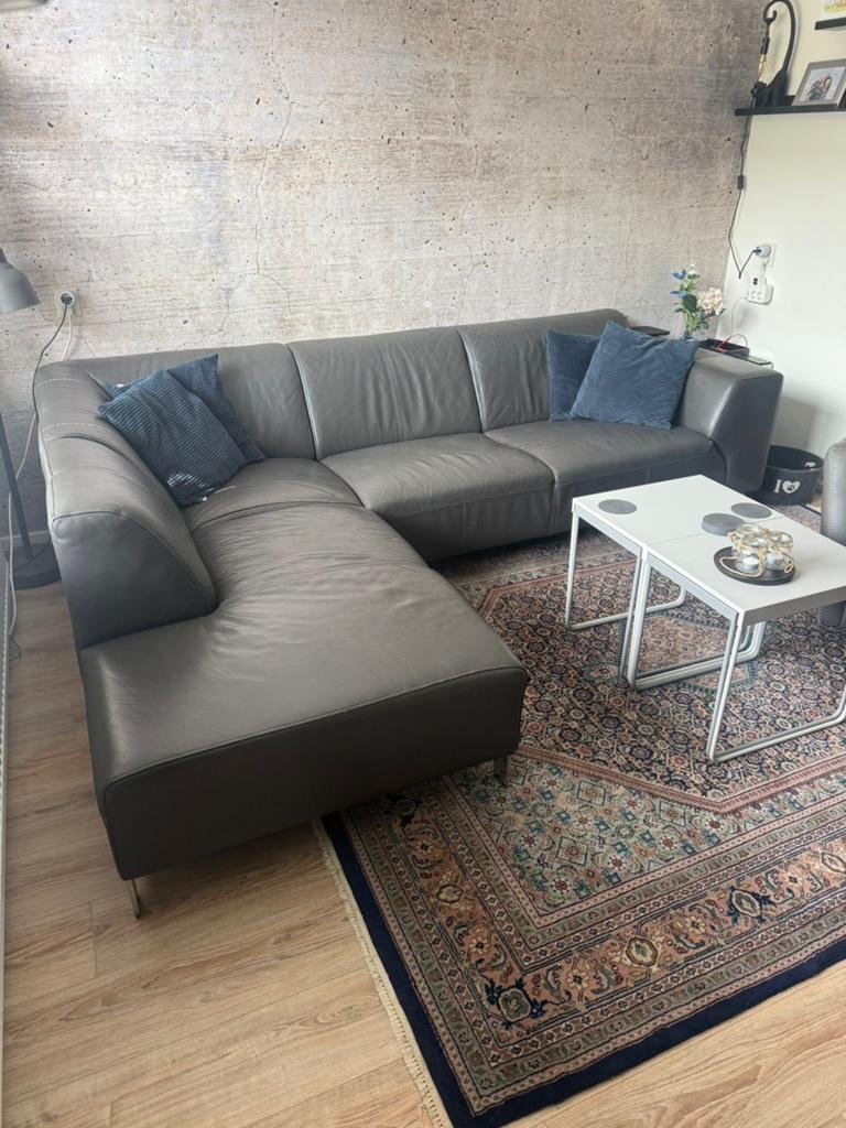 Lounge bank Montel echt leer, Ophalen, Gebruikt, Leer