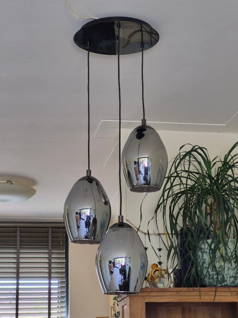Hanglamp, Huis en Inrichting, Lampen | Hanglampen, Ophalen, Gebruikt, Glas, E27 (groot)