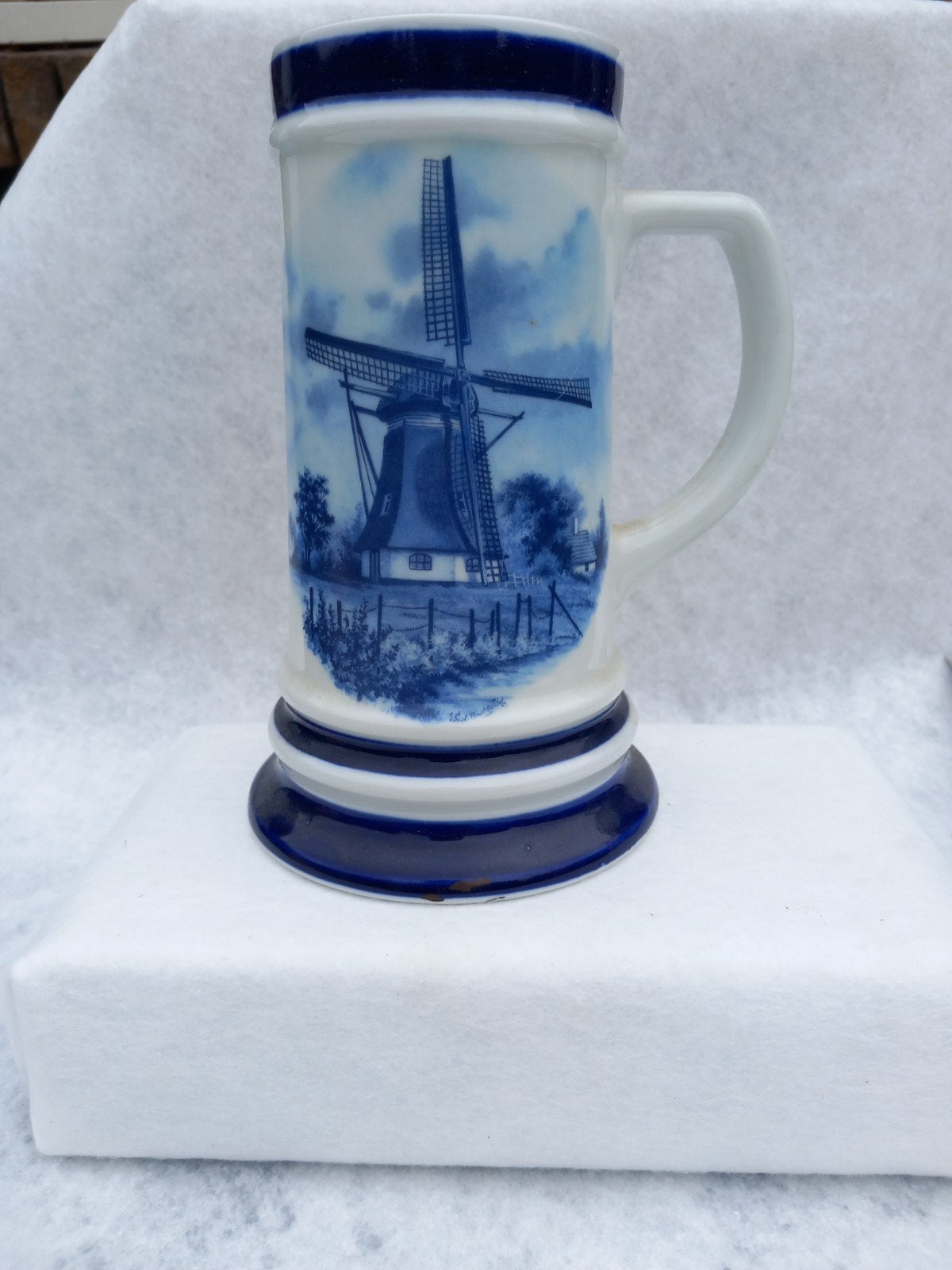 Delfts Blauw Bierpul met Molen Decoratie, Ophalen of Verzenden