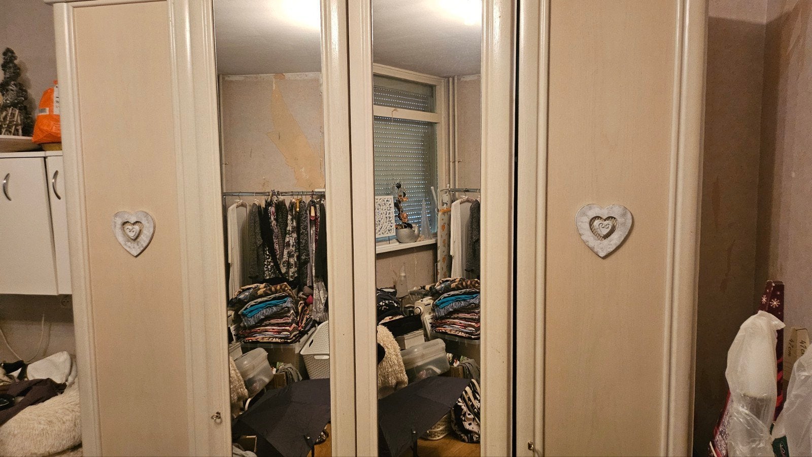 Kledingkast met spiegeldeuren, Huis en Inrichting, Met deur(en), Gebruikt, 200 cm of meer, Overige houtsoorten