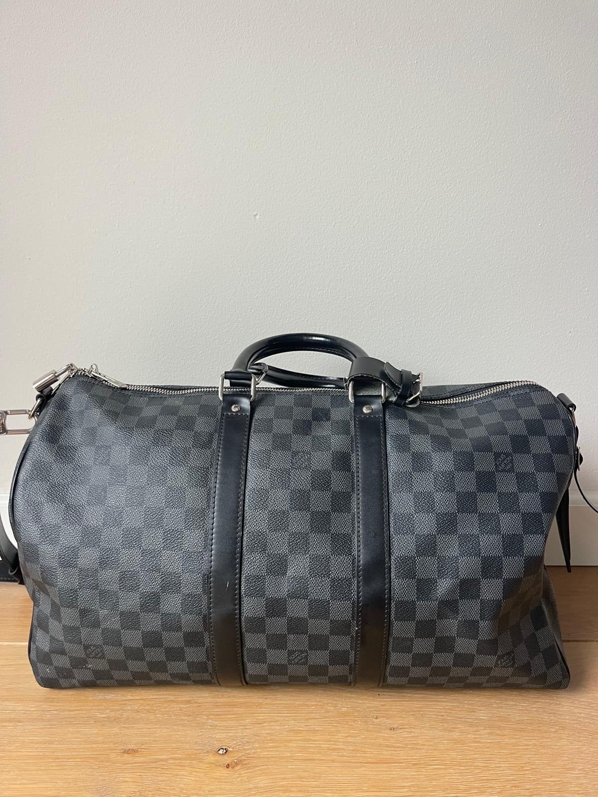 Louis Vuitton Keepall Bandoulière 45 Damier Graphite, Ophalen, 40 tot 60 cm, Gebruikt, 20 tot 30 cm