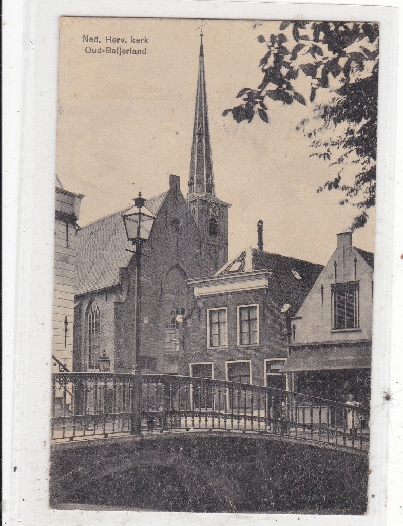 Oud Beijerland-Ned. Herv. Kerk 1921, Verzamelen, Ophalen of Verzenden, 1920 tot 1940, Gelopen, Zuid-Holland