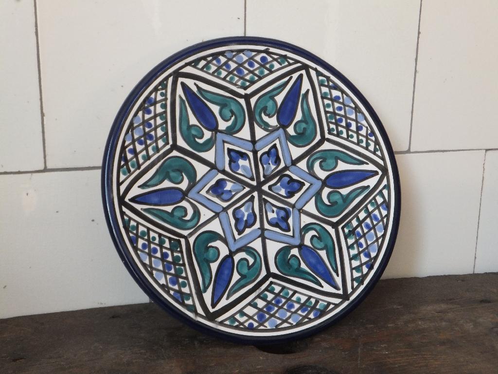 oud wandbord, zeer mooi patroon kleuren, vintage, Marokko, Ophalen of Verzenden