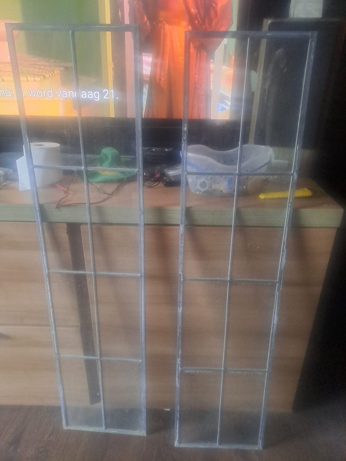 Set van 2 glas in lood ramen - decoratief en uniek, Doe-het-zelf en Verbouw, Glas en Ramen, Ophalen, Gevelraam of Ruit, Gebruikt