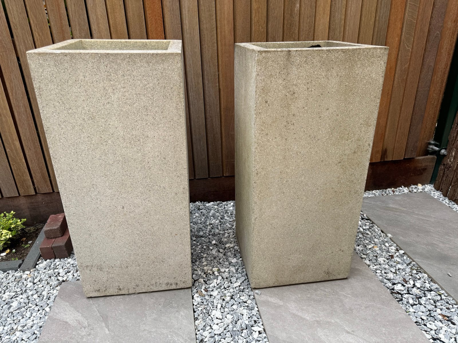 Kunststof plantenbakken met steenlook - 77x35x35 cm, Ophalen, Kunststof, Gebruikt, Balkon