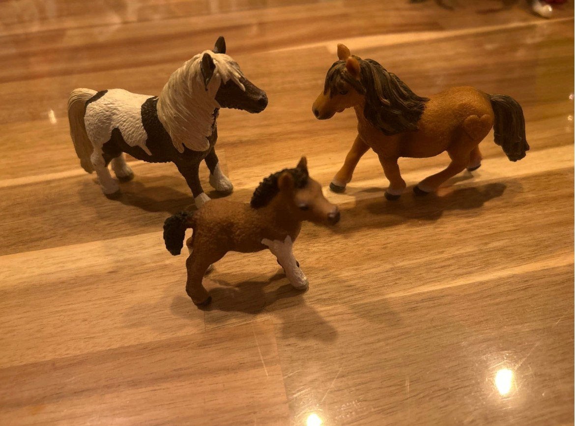 Schleich shetlandponys set van 3, Ophalen of Verzenden, Zo goed als nieuw