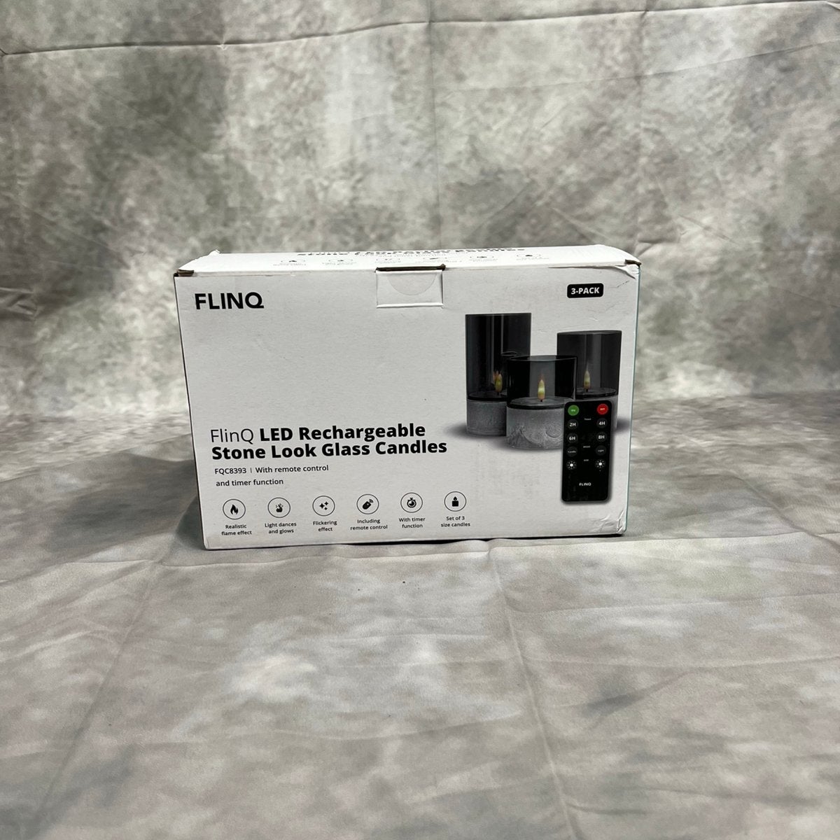 FlinQ LED Kaarsen met Bewegende Vlam in Smoked Glass, Ophalen of Verzenden, Zo goed als nieuw, Kaars, Zilver