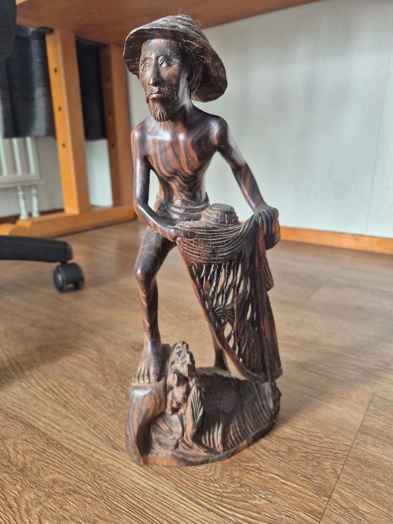 Houtsnijwerk indonesch man 36cm, Ophalen, Houtsnijwerk, 20 - 50 cm, Hout