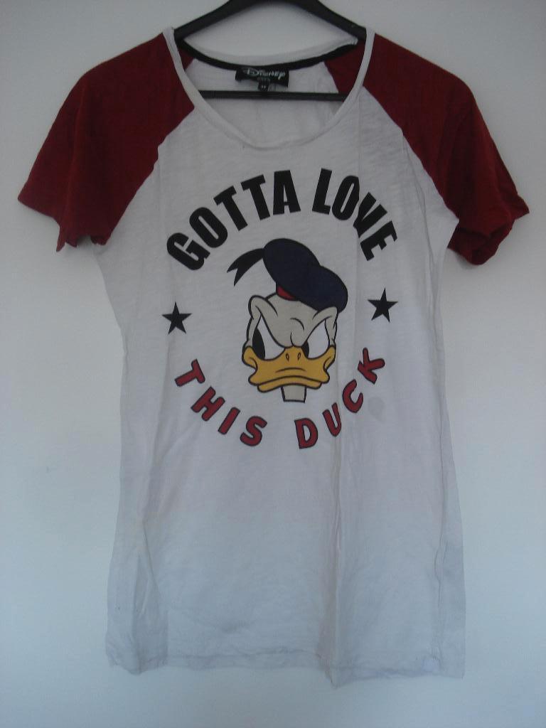 Dames shirt Disney Donald Duck Nikkie mt 34, Ophalen of Verzenden, Gedragen, Maat 34 (XS) of kleiner, Korte mouw