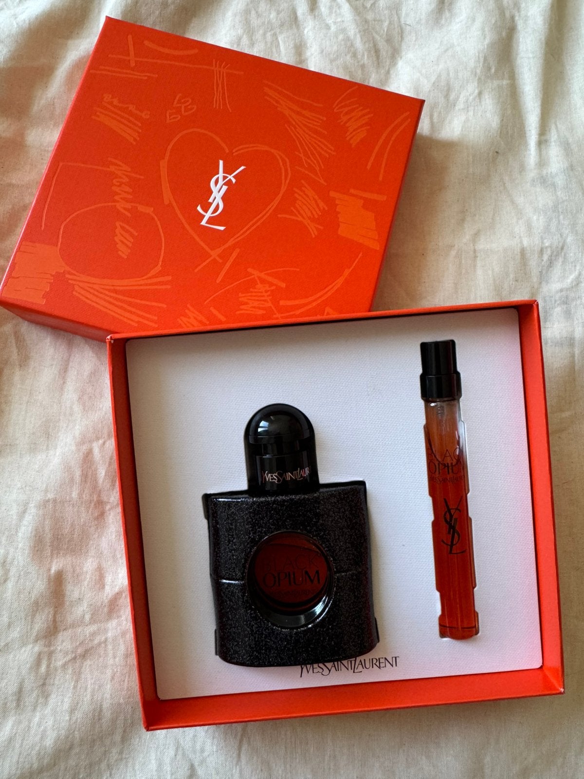 YSL Black Opium Eau de Parfum giftset 30 ml+10 ml 1x getest, Ophalen, Zo goed als nieuw, Parfumfles
