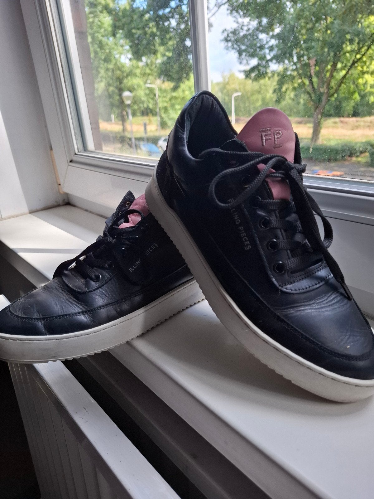 Filling Pieces Zwart Leren Sneakers Maat 39, Filling Pieces, Zwart, Ophalen of Verzenden, Sneakers of Gympen
