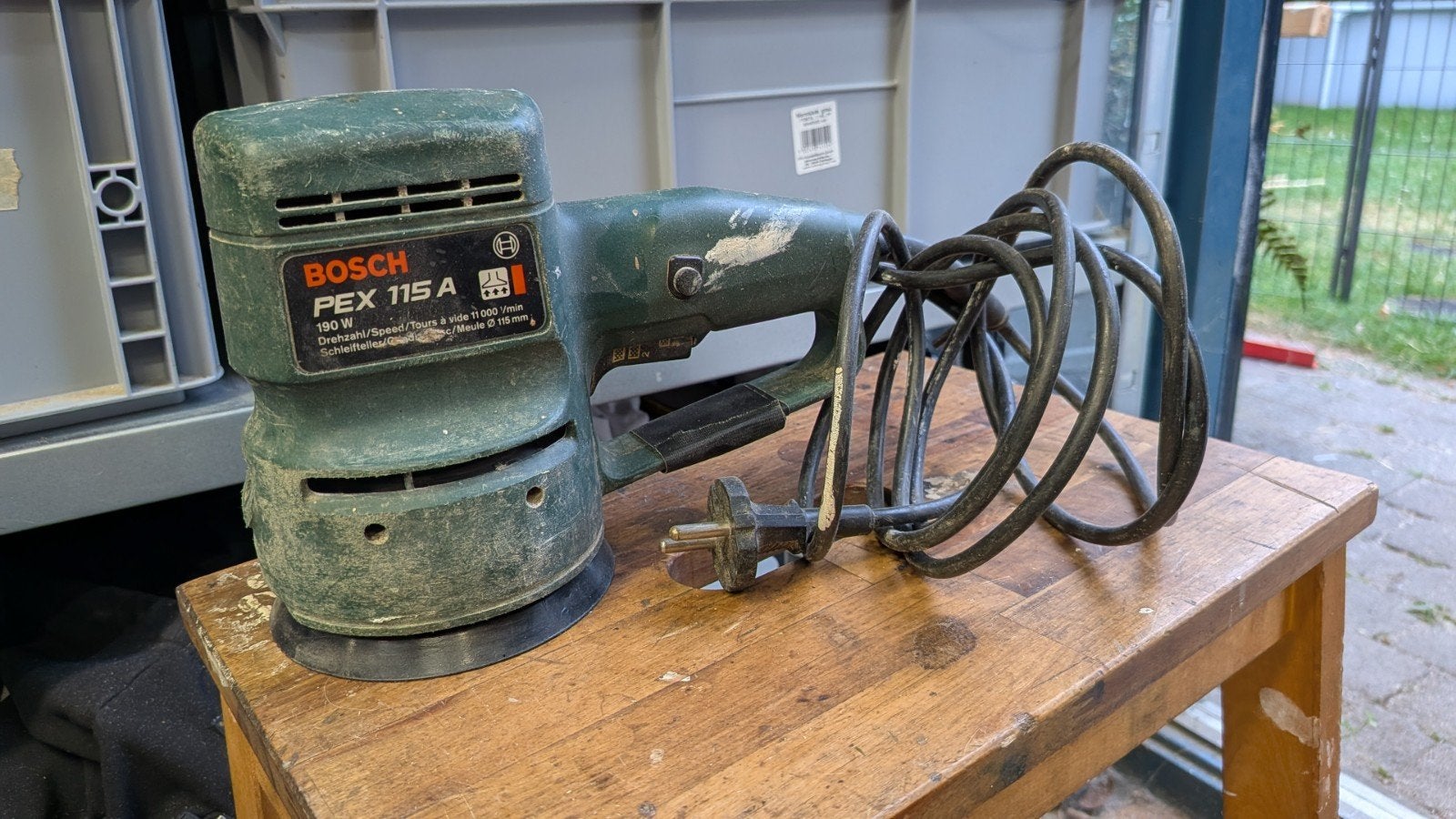 Bosch PEX 115A Excentrische Schuurmachine met nieuwe zool, Ophalen, Gebruikt, Minder dan 600 watt, Excentrische schuurmachine