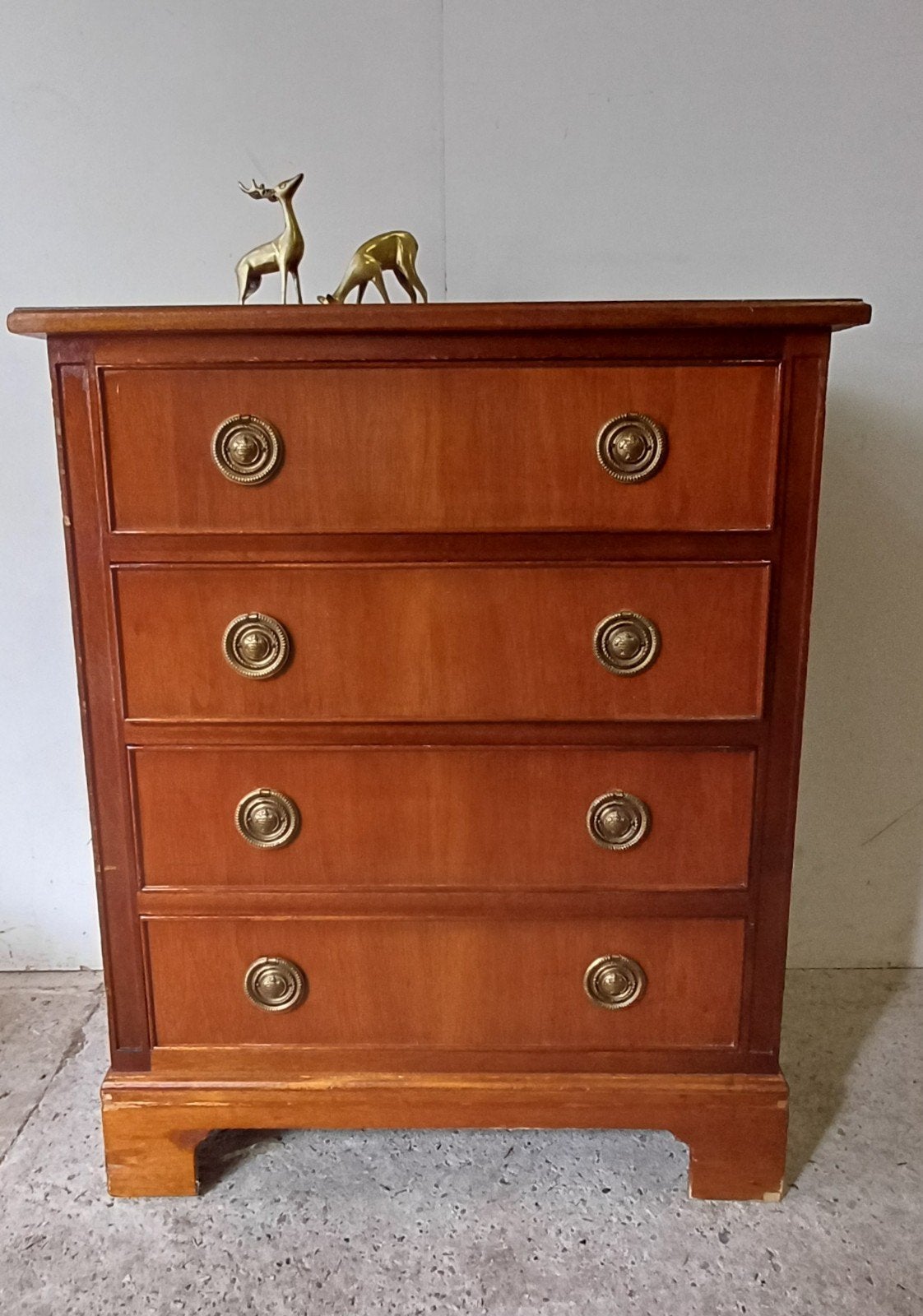 mooie antiek empire ladenkast met koper greepjes, Ophalen, 50 tot 100 cm, 3 of 4 laden, Minder dan 100 cm