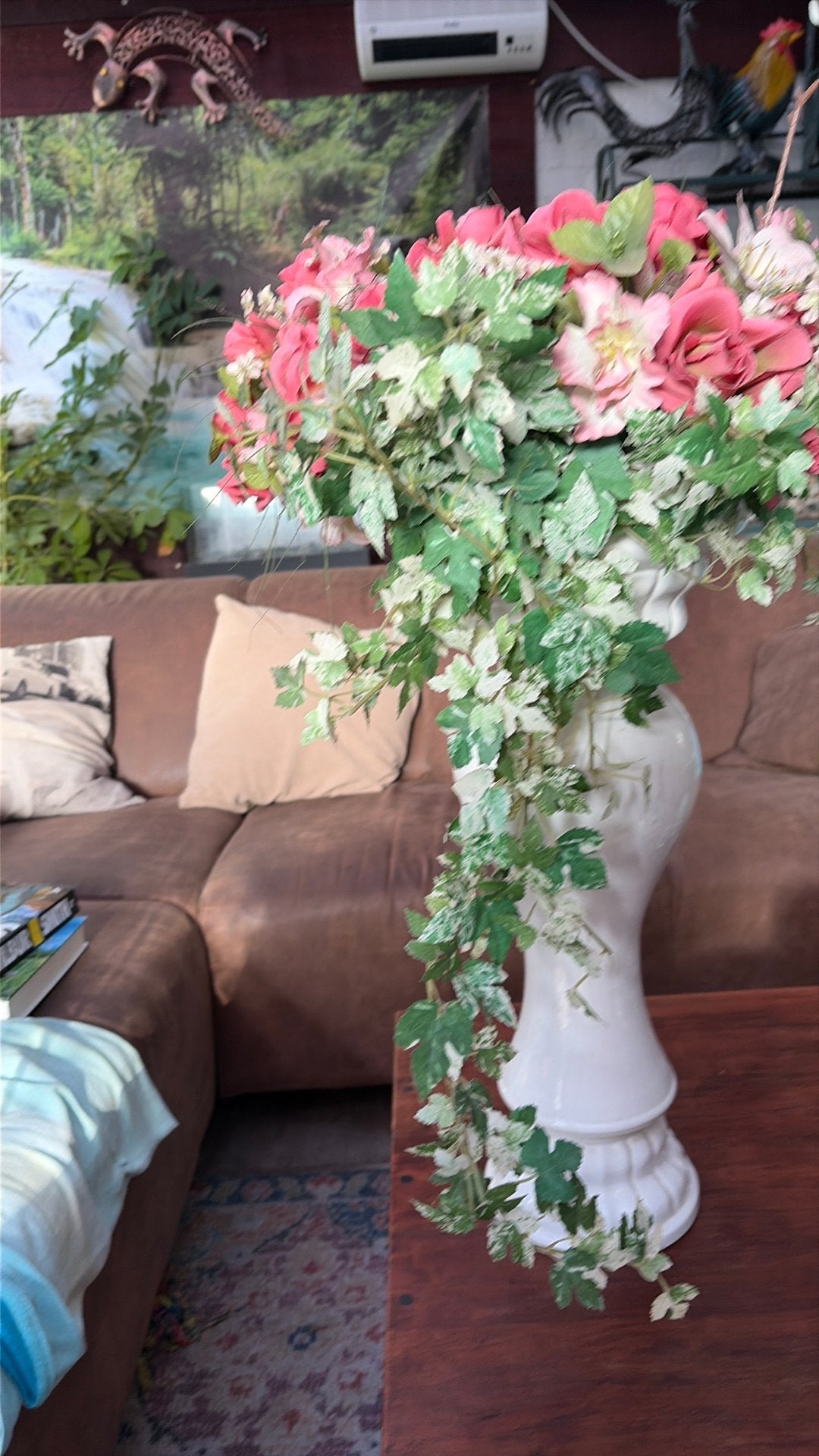 Mooie vaas met zijde oude bloemen, Ophalen, Zo goed als nieuw
