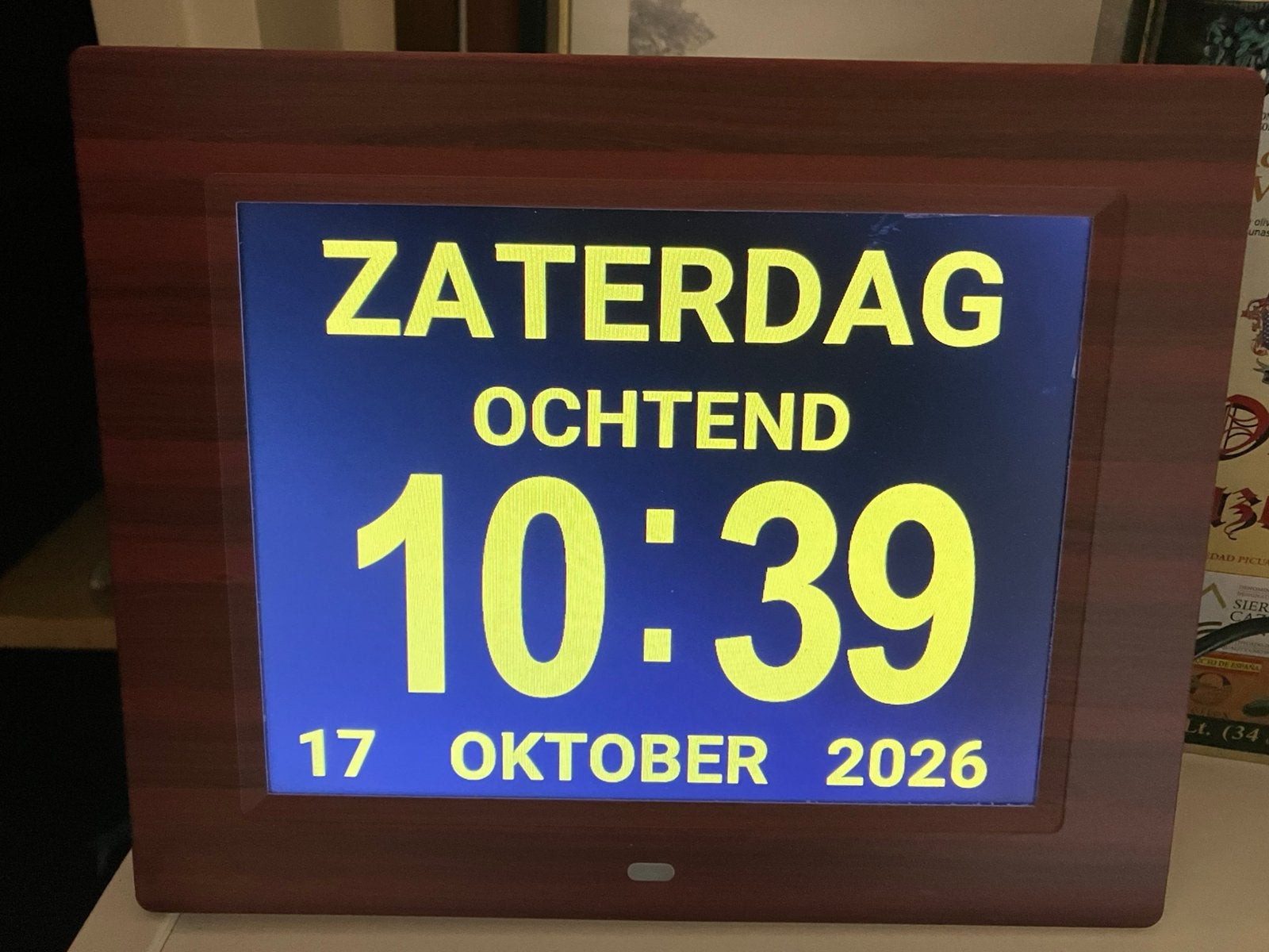 Dementieklok, Bruin, Met verlichting, Ophalen of Verzenden, Zo goed als nieuw