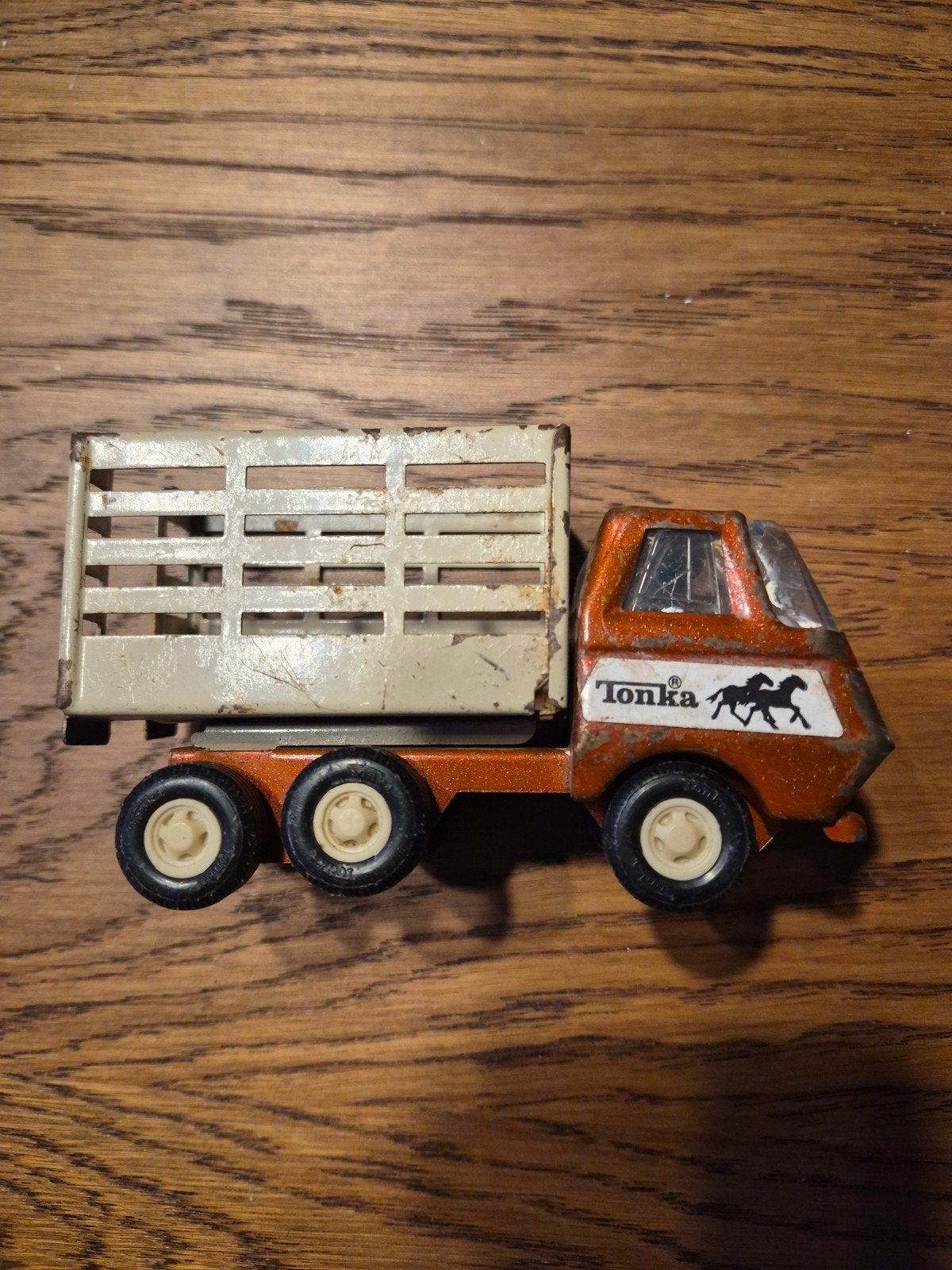 Vintage Tonka Truck - Oranje en Beige paarden trailer, Ophalen of Verzenden, Gebruikt